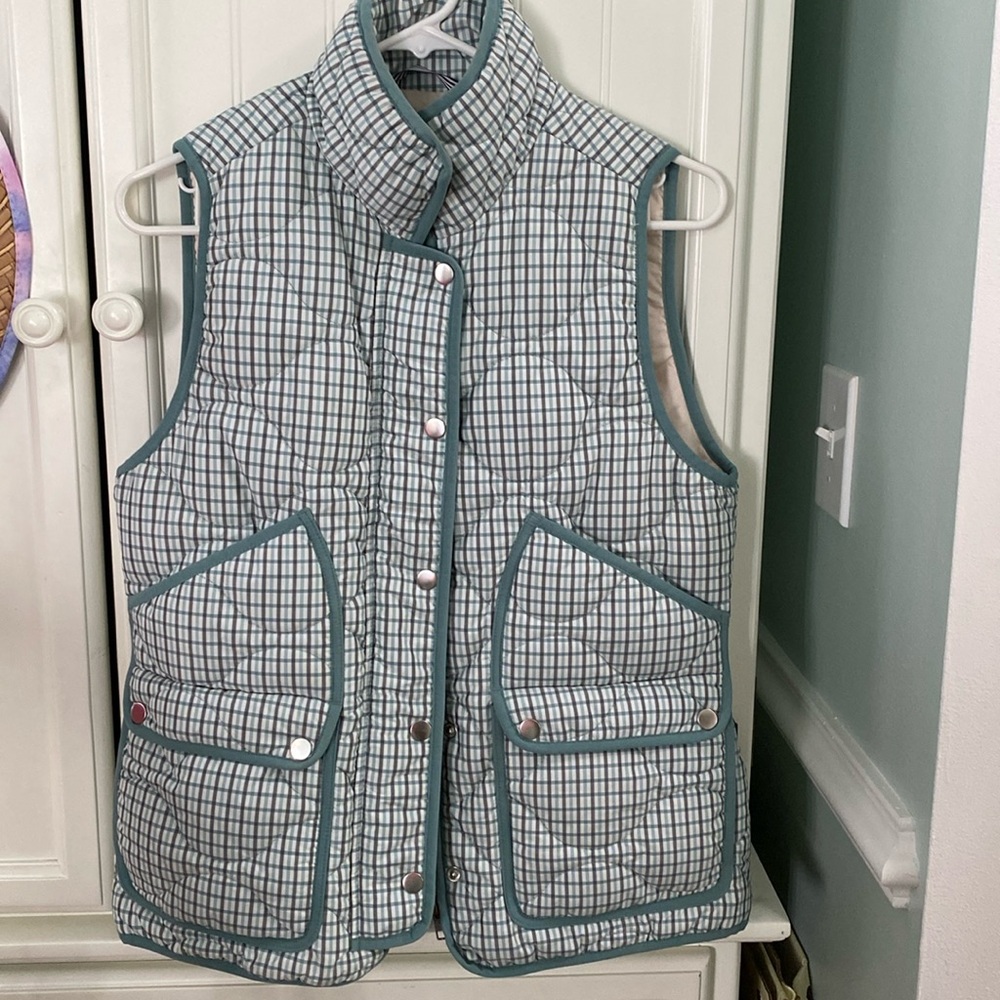 J Crew Vest Signature Puffer Plaid Quilted Small